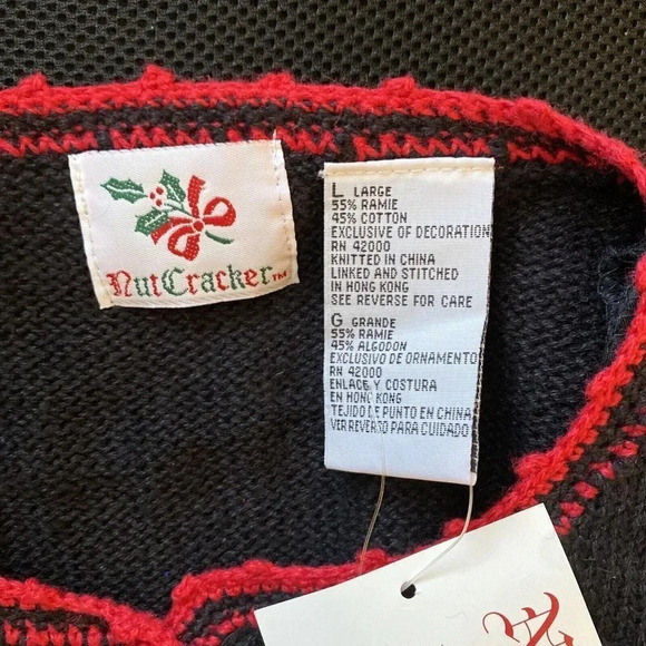 Holiday Time Black Red Trim Ugly Christmas Sweater Nutcracker Women's Size L - Picture 5 of 5